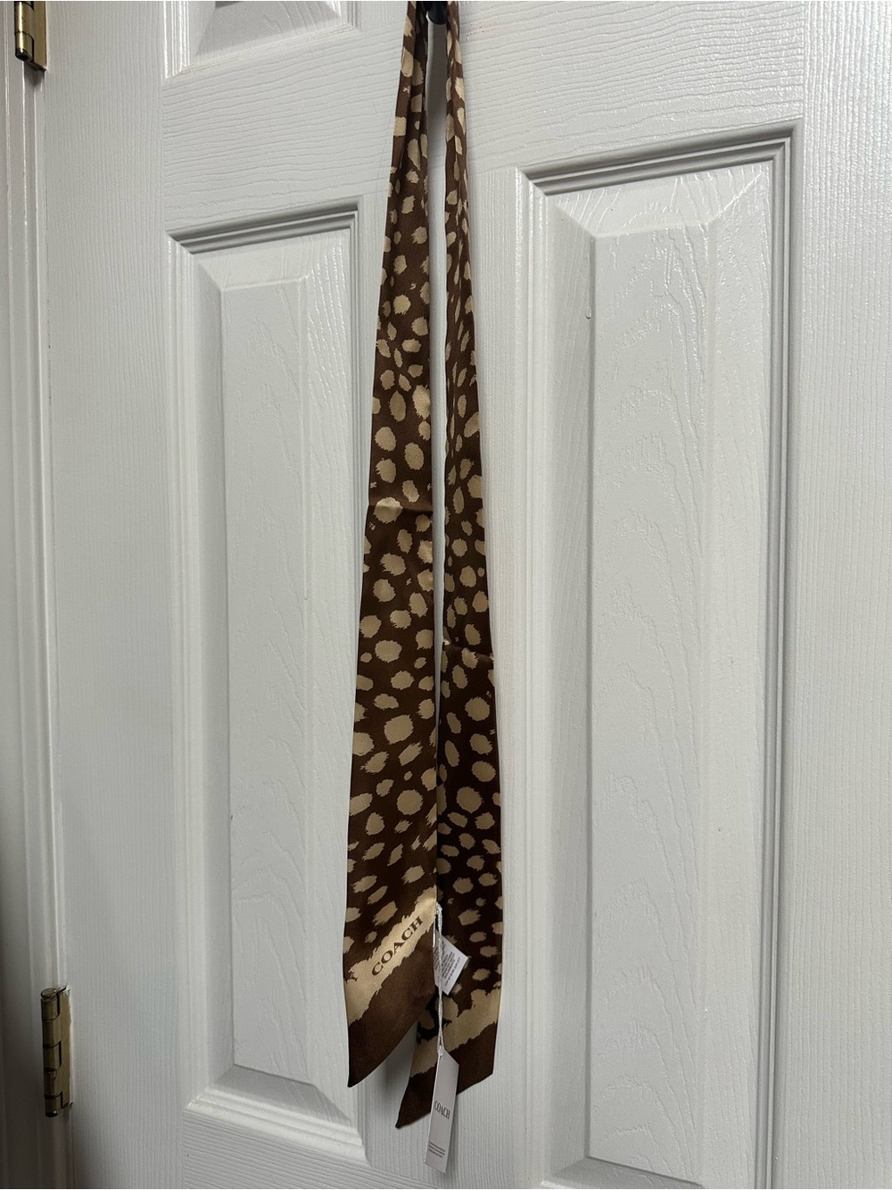 New Coach Deer Print Skinny Scarf